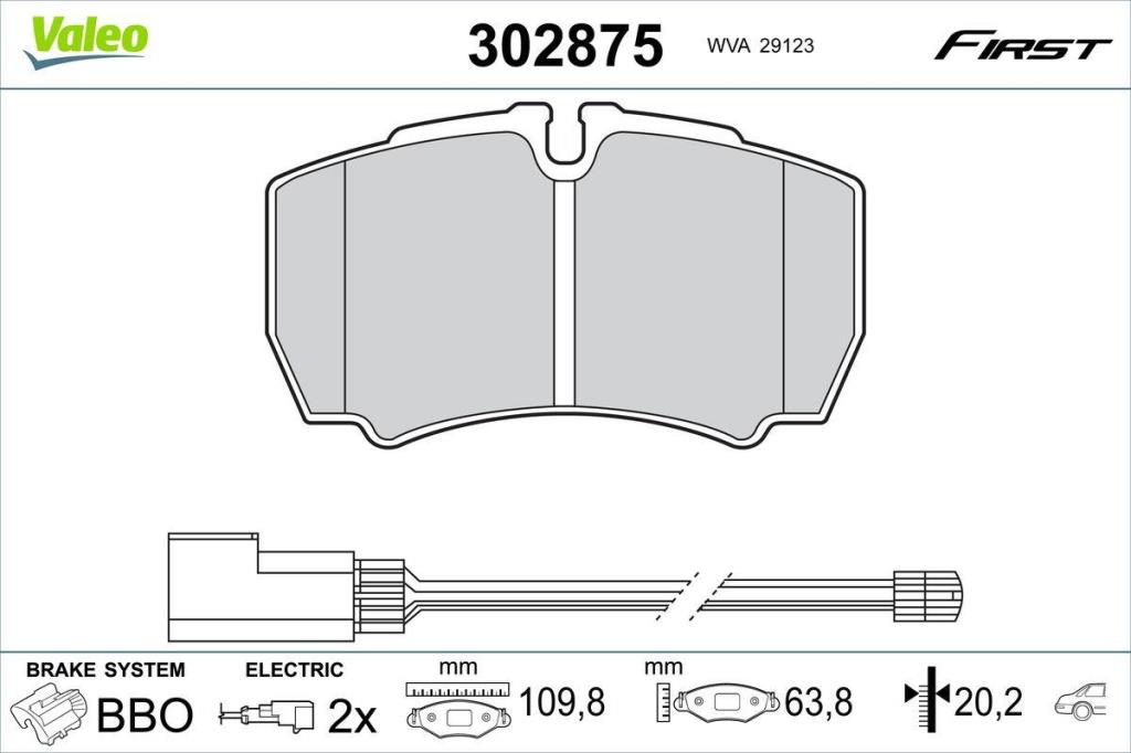 Jogo de 4 pastilhas de travão VALEO ref. 302875